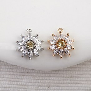 비즈아이 [7332-01]큐빅펜던트 큐빅뾰족잎꽃 12x14mm 1개