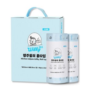 윌리365 행주 윌리 롤타입 일회용 생분해 셀룰로오스 주방 키친크로스, 1세트