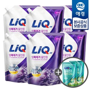 애경 리큐 얼룩제거 올인원 액체세제 리필 2.1L x6개 +세제300ml 2개증정, 얼룩제거 드럼용 리필 2.1L x6개, 6개