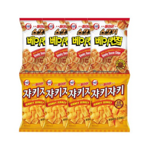 빙그레 스모키 베이컨칩 70g 4개 + 쟈키쟈키 70g 4개