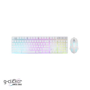 지클릭커 슈퍼히어로 GMK-180 PLUS 레인보우 키보드 마우스 세트, 일반형, 화이트