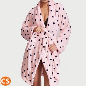 빅토리아시크릿 코지 로브 샤워 나이트 가운 앤젤 핑크 블랙 도트 VICTORIAS SECRET Cozy Robe ANGEL PINK BLACK DOT