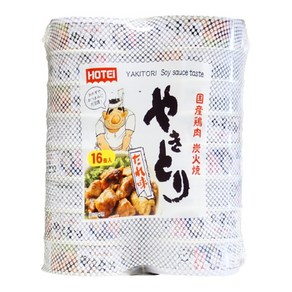 Hotei Foods 일본코스트코 호티푸드 닭꼬치캔 야키토리캔 숯불데리야끼 캠핑음식 75g 16개 1세트