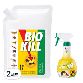 비오킬 살충제 리필 파우치 1L + 진드기킬 370ml 세트, 2세트