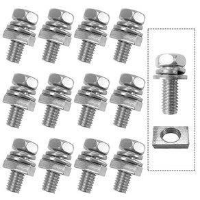 12세트 오토바이 배터리 볼트 및 너트 오토바이 배터리 단자 나사 및 너트 스쿠터 자전거 DIY 프로젝트용 리스 오토바이 배터리 단자 너트 및 볼트 키트(M6X16mm)