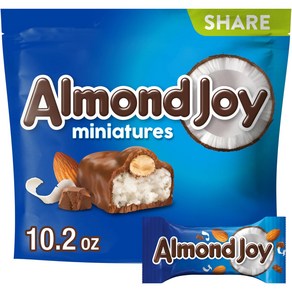 ALMOND JOY Miniatues Coconut and Almond Chocolate Candy ALMOND JOY 미니어처 코코넛 아몬드 초콜릿 캔디 공유 팩 10.2온, 1개, 289g