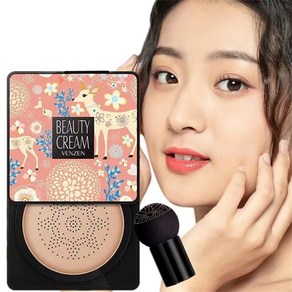 VENZEN BEAUTY CREAM 쿠션 파운데이션 미백 윤기 피부 아름다움 피부 수분 밝은, 1개