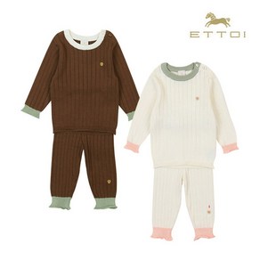 에뜨와 미뇽배색니트상하 IVORY BROWN 07P553053