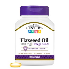 21st Centuy Flaxseed Oil 1000 Mg Softgels 120, 1개, 60정