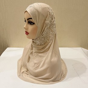 히잡 hijab 레이스와 돌이 있는 아름다운 큰 소녀 이슬람 스카프 숄 머리 모자 아르미아 풀 온 랩 라마단 선물 H027