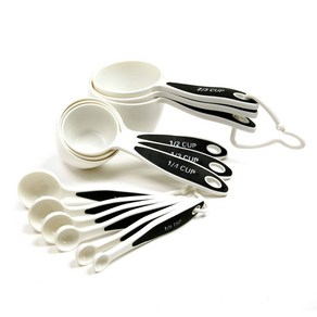 Nopo Set of 12 3042 Gip-EZ Measuing Cups & Spoons White/Black