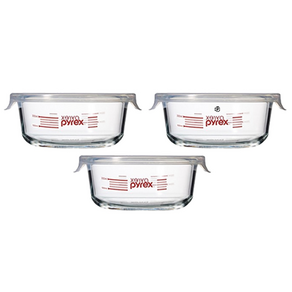 파이렉스 4면 밀폐 계량 저장용기 원형 380ml, 3개, 단품