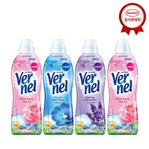 버넬 고농축 섬유유연제 900ml x4개, 와일드로즈2+프레쉬모닝2, 4개