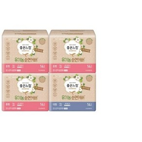 좋은느낌 유기농 순면커버 생리대 날개형 중형 14p x 3팩 + 대형 14p, 2세트