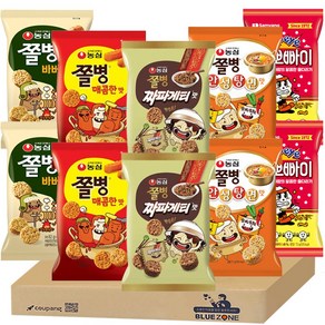 [블루존] 라면 스낵 5종 10개 쫄병(짜파게티맛2개+매콤한맛2개+안성탕면맛2개+바베큐맛2개)+별뽀빠이2, 72g, 1개