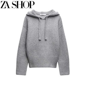 ZARA 여성니트 30대 40대 데일리룩 캐주얼 루즈핏 후드 스웨터