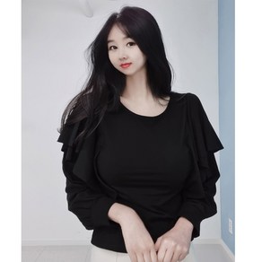 나날샵 풍성한 프릴 프릴티 오버핏 맨투맨 면티 티셔츠 여성 셔츠 블라우스 프릴티셔츠