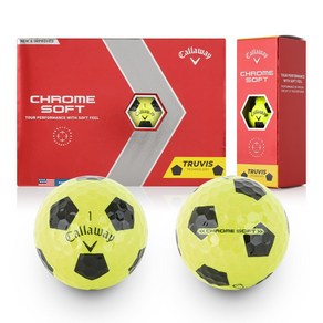 캘러웨이 CHROME SOFT TRUVIS 3피스 골프공, 옐러우 블랙, 1세트