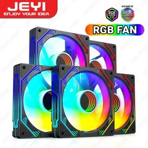 컴퓨터팬 피씨조립 PC부품 JEYI RGB 냉각 팬 컴퓨터 케이스 고성능 선풍기 키트 ARGB 호환 컨트롤러 포함 6 핀 PC 쿨러 무소음 라디에이터 120mm