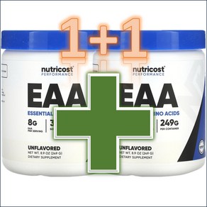 [1+1] 뉴트리코스트 EAA BCAA 함유 필수 아미노산 249g 무맛 / 해외직구 미국정품, 2개