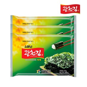 소문난 광천김 파래 전장김 36봉(25g x3Px12팩), 36봉, 25g