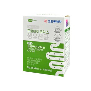 코오롱제약 장건강엔 프로바이오틱스 생유산균 1억CFU 30포(60g) 1개(1개월분) 장건강 체중관리, 60g, 30회분, 1세트