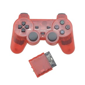 ps2 무선 컨트롤러 블루투스 게임 패드 컨트롤러 용 투명 2.4g 진동 게임 contole plastation 2 게임 조이스틱, 투명 레드, 협력사, 1개, 4.Tanspaent ed, 빨간색