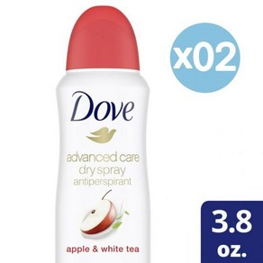 Dove 도브 드라이 스프레이 고 프레쉬 앤티퍼스퍼런트 데오드란트 애플 & 화이트 티 107g 2팩 Dy Spay Go Fesh Apple White Tea Antipes, 2개