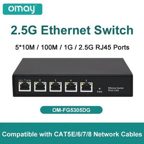 OMAY 5/8 RJ45 포트 2.5Gb 이더넷 스위치 2.5 GBASE-T 네트워크 스위치 10 기가비트 업 링크 플러그 앤 플레이 허브 인터넷 스플리터 팬리스, 1) WHITE, 한개옵션1