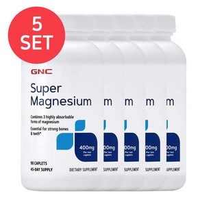 GNC 슈퍼 마그네슘 400mg 90정 (캐플렛) Supe Magnesium 90cts -5개 SET, 1세트, 450정