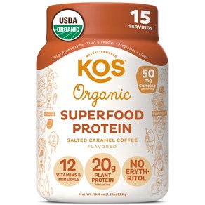 KOS Vegan Protein Powder Salted Caramel Coffee - KOS 비건 단백질 파우더 소금에 절인 캐러멜 커피 - 저탄수화물 완두콩 단백질 블렌드