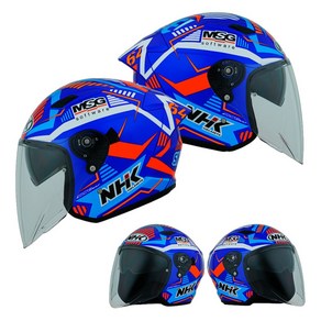 NHK S1 GP PRO 헬멧 오픈페이스 듀얼바이저 바이크 오토바이 헬멧 보벤더나이더#5 블루글로시, 보벤더나이더#5 블루글로시 [ L ]