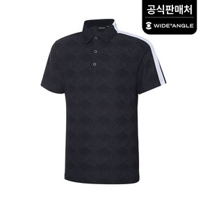 [와이드앵글 공식] [골프] 남성 CO 오버올 프린트 허니콤 티셔츠 M WMM23225Z1