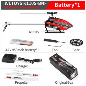 RC 헬기 비행기 헬리콥터 Wltoys XK K110S 6CH 3D 6G 싱글 패, 1.Wltoys-K110S-BNF, 1개