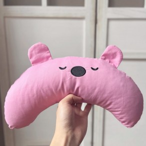 펫씨스터 강아지 반달베개 고양이 필로우 커버분리 세탁 애견 턱배개 애착베개, 로즈핑크, 1개