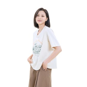 [샤트렌] 플라워프린팅 오가닉 면티셔츠_HCDMTS203