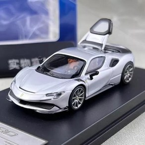 Stance Huntes 1:64 페라리 노비텍 SF90 실버 (엔진룸 오픈), 1개