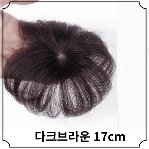 HAYU 정수리 가발 부분가발 수제 인모, 17cm, 1개, 다크브라운