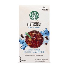 Stabucks VIA Instant Coffee Medium Roast Packets — 스타벅스 VIA 인스턴트 커피 미디엄 로스트 패킷 — 가당 아이스 커피 — 1박스(6팩, One Colo