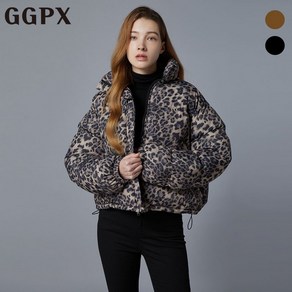 GGPX 하이넥 레오파드 크롭 패딩 점퍼 (GOAJP019F)