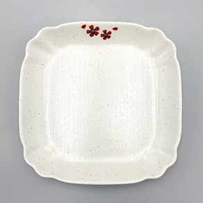 굿다이닝 멜라민 동백 사각찜접시, G-0635(25.4×25.4×3.5cm), 1개