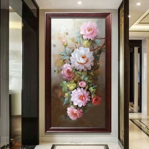 Zhangzhou Guoxing부자되는 모란꽃 대형 보석십자수 부귀 집순이 취미 DIY 구슬 키트, 60X120cm, 1개