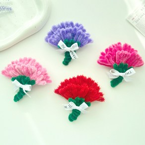 모루 카네이션 브로치 DIY 만들기 공예 미술 키트 어버이날 스승의날 단체 체험, 1개, 4.보라 카네이션