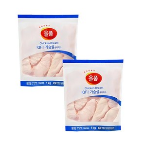 올품 IQF 닭가슴살 슬라이스 1kg x 2봉