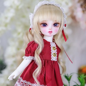 구체관절인형 옷 보닛 드레스 26cm USD 도리스돌30, 레드 (옷만 인형없음), 1개