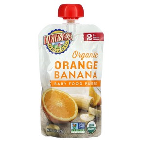 Eath's Best 얼스 베스트 Oganic Baby Food Puee 6 Months Oa 오라nge Banana 4 oz 113 g