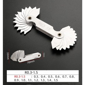 고정밀 R 게이지용 측정 도구 반경 게이지 0.3 7mm R7.5 15mm R15.5 25mm R25 50mm 아크 눈금자, R0.3-1.5mm, 1개