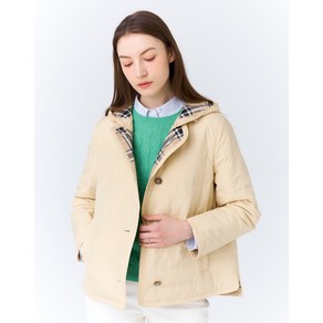 24SS [추가SALE]베이지 탈부착 후드 숏 퀼팅점퍼 HSJU4A103I2