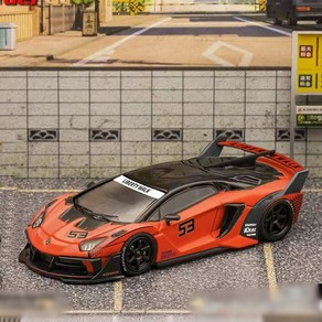 Sta Model 1:64 람보르기니 LB 실루엣웍스 LP700-4 아벤타도르 GT EVO - 오렌지 No.53, 1개