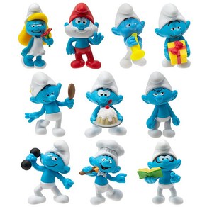 The Smurfs 40주년 기념 클래식 피규어 10팩 - 5.1cm(2인치) 스머페트 그루치 욕심 파파 스머프 브레인 헤프티 화장대 하모니 조키 셰프 - 정통 디